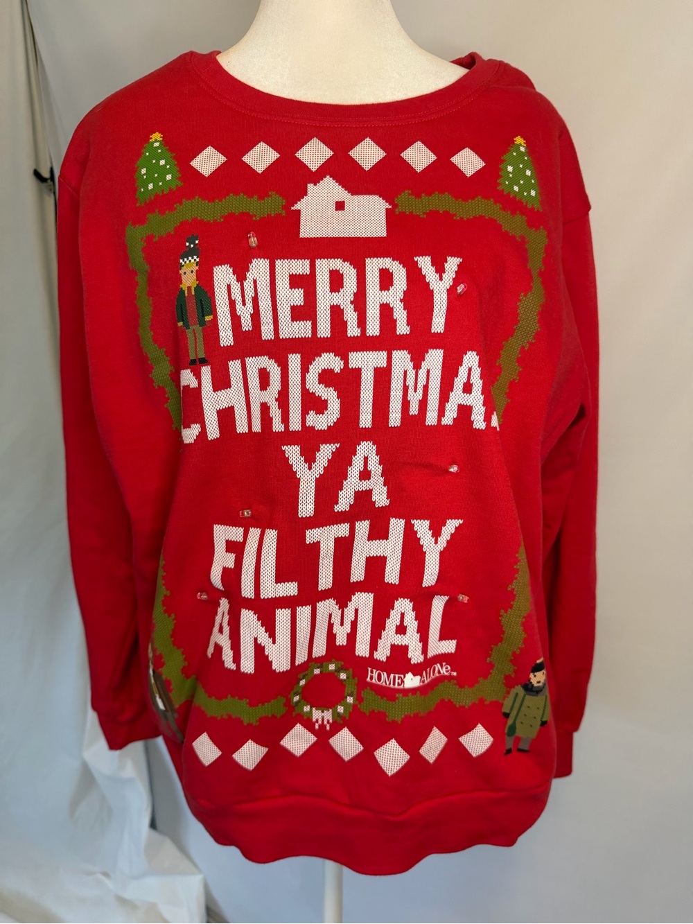 Home Alone 'Merry Christmas Ya Filthy Animal' Sweatshirt Blinking Lights